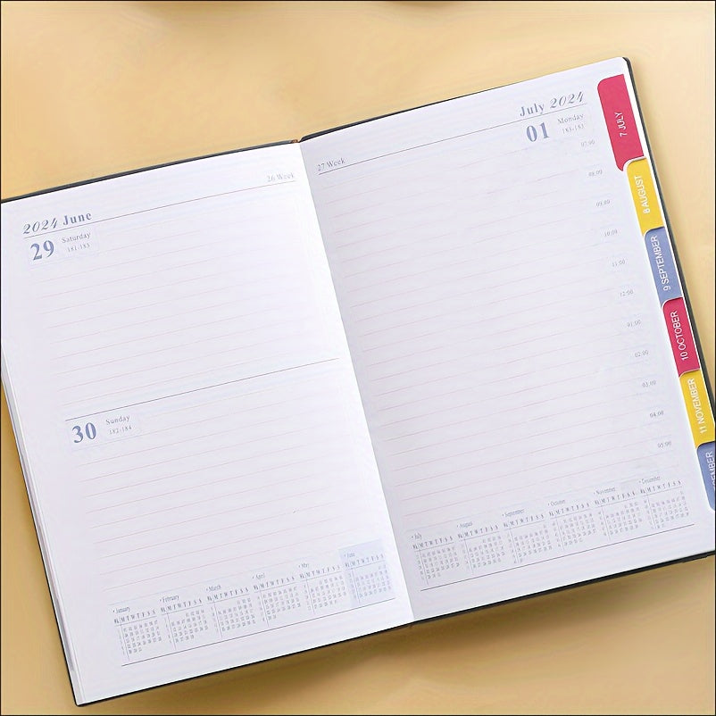 English Schedule Book Planner Faux Leather Daily Record Book