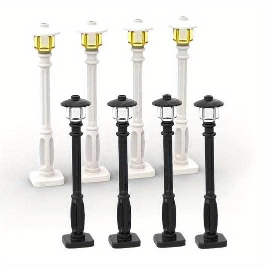 4pcs Streetlamp Brick Accessories ABS Road Light Blocks Set Halloween Decor Toy