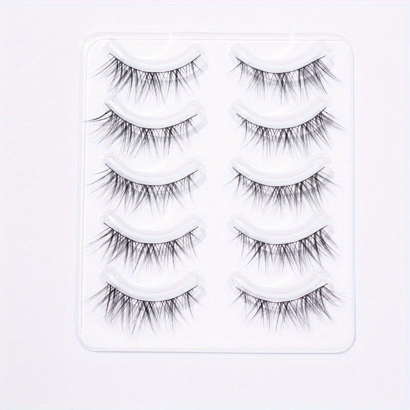 5 Pairs Fox Eye False Eyelashes Elongated Fishtail Stem