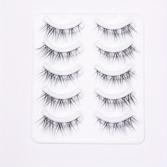 5 Pairs Fox Eye False Eyelashes Elongated Fishtail Stem
