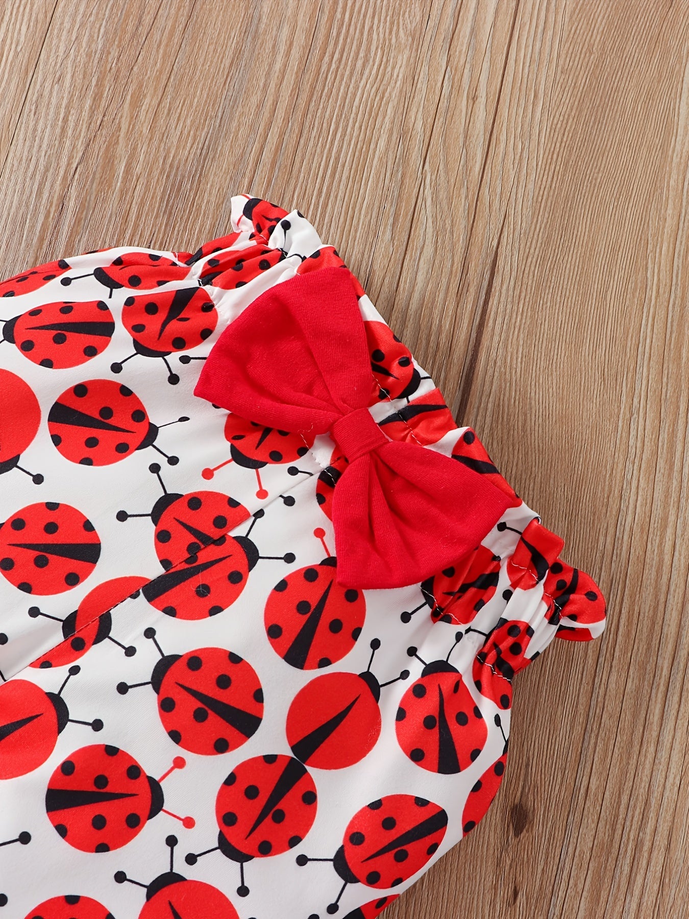 3pcs Newborn Baby Girls Ladybug Cartoon Print Outfit Set