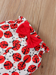 3pcs Newborn Baby Girls Ladybug Cartoon Print Outfit Set