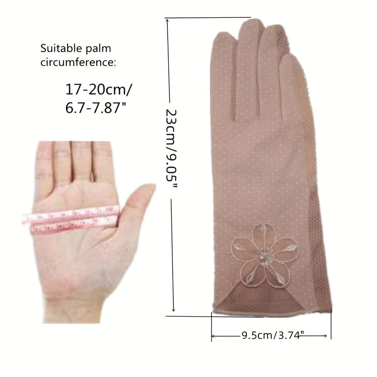 Polka Dot Lace Gloves Flower Embroidery Breathable Touch Screen Gloves