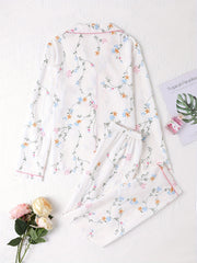 Floral Print Pajama Set Long Sleeve Top & Pants Women's Sleepwear