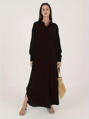  Ethnic Style Abaya Dress Women's Plus Solid Batwing Sleeve