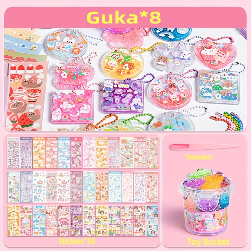 Special Shaped Quicksand Guka Set Stickers Diy Toys Transparent