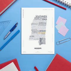 Mississippi State Letter Maps Stickers Modern Typography Art Series