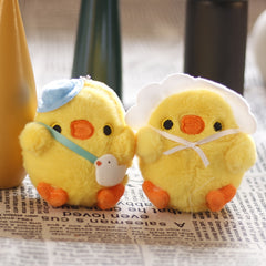 2pcs Plush Chick Charms Bag Ornaments Keychains