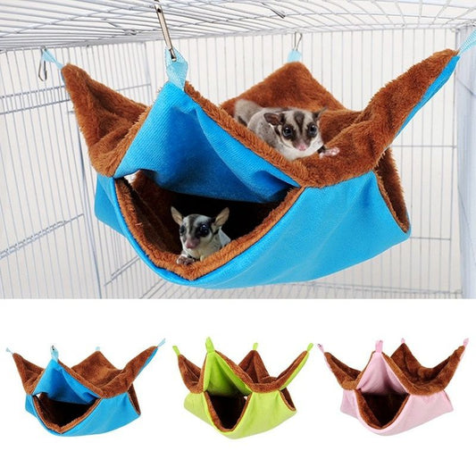 Plush Double Layer Hanging Pet Nest for Small Pets Cozy Hammock Bed