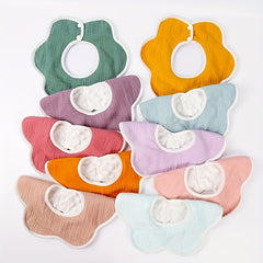 Baby Flower Shape 360 degree Rotating Beanie Velvet Baby Gauze Bib