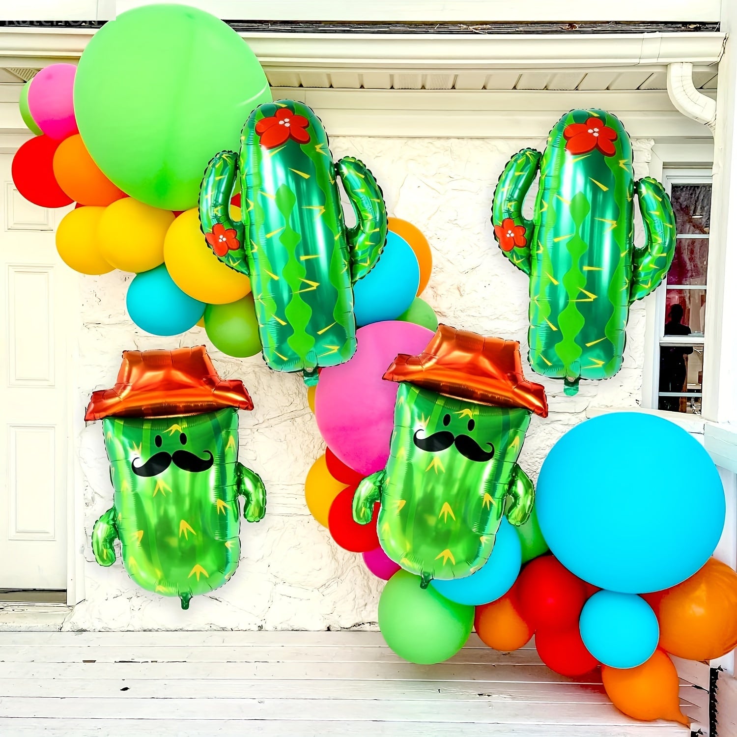4pcs Giant Cactus Foil Balloons Mexican Holiday Party Decoration