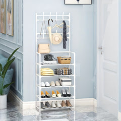 Standing Floor Coat Rack Shoes Rack Multifunctional Storage