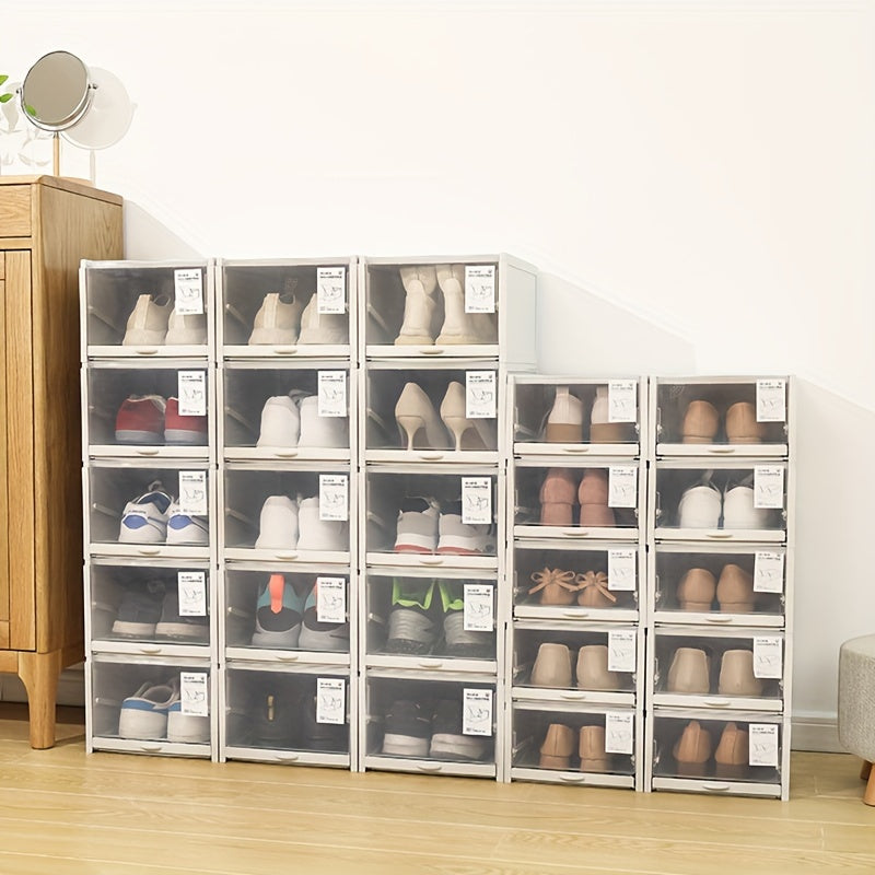 3pcs Pull out Shoe Storage Box Transparent Dust-proof Organizer