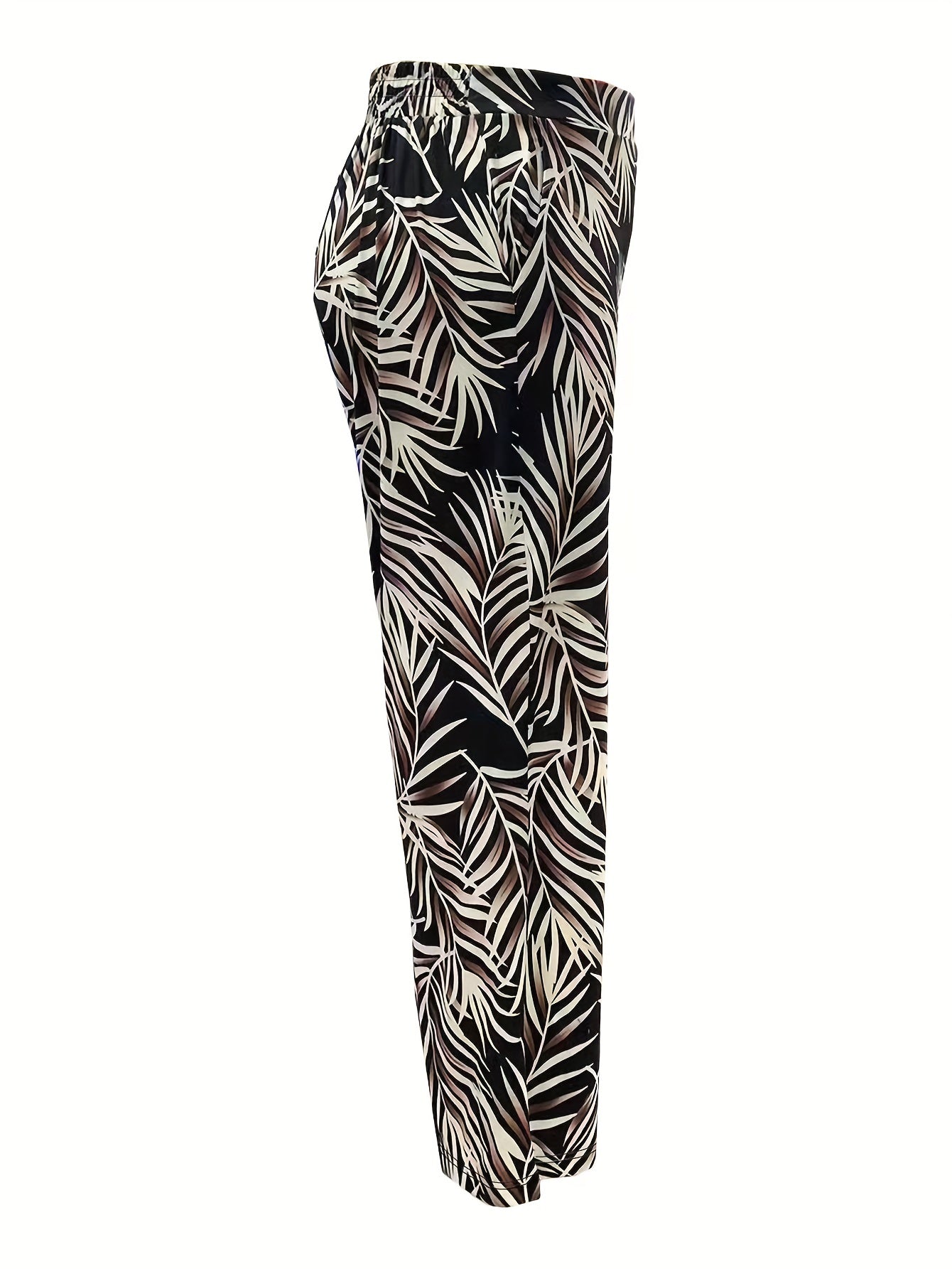  Women's Tropical Print Wide Leg Trousers