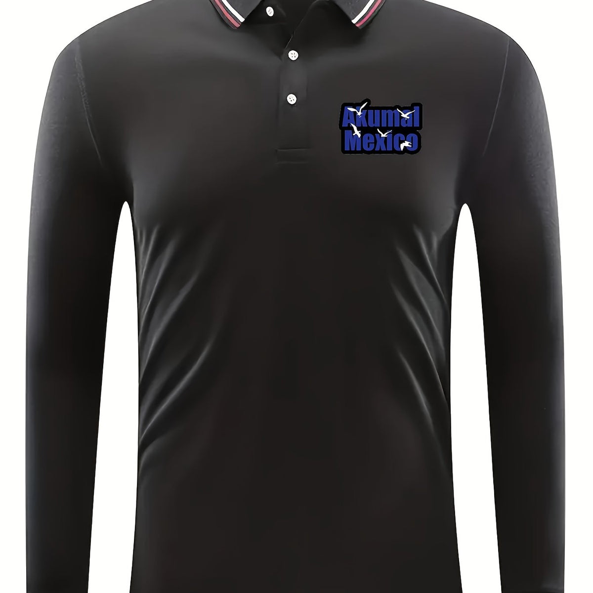 AKUMAL MEXICO Men's Custom Fit Long Sleeve Polo Shirt