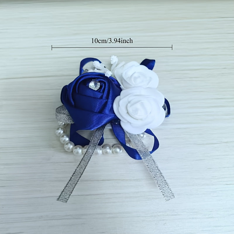 3pcs Prom Flower Wrist Corsages Wedding Royal Hand Flower Anniversary