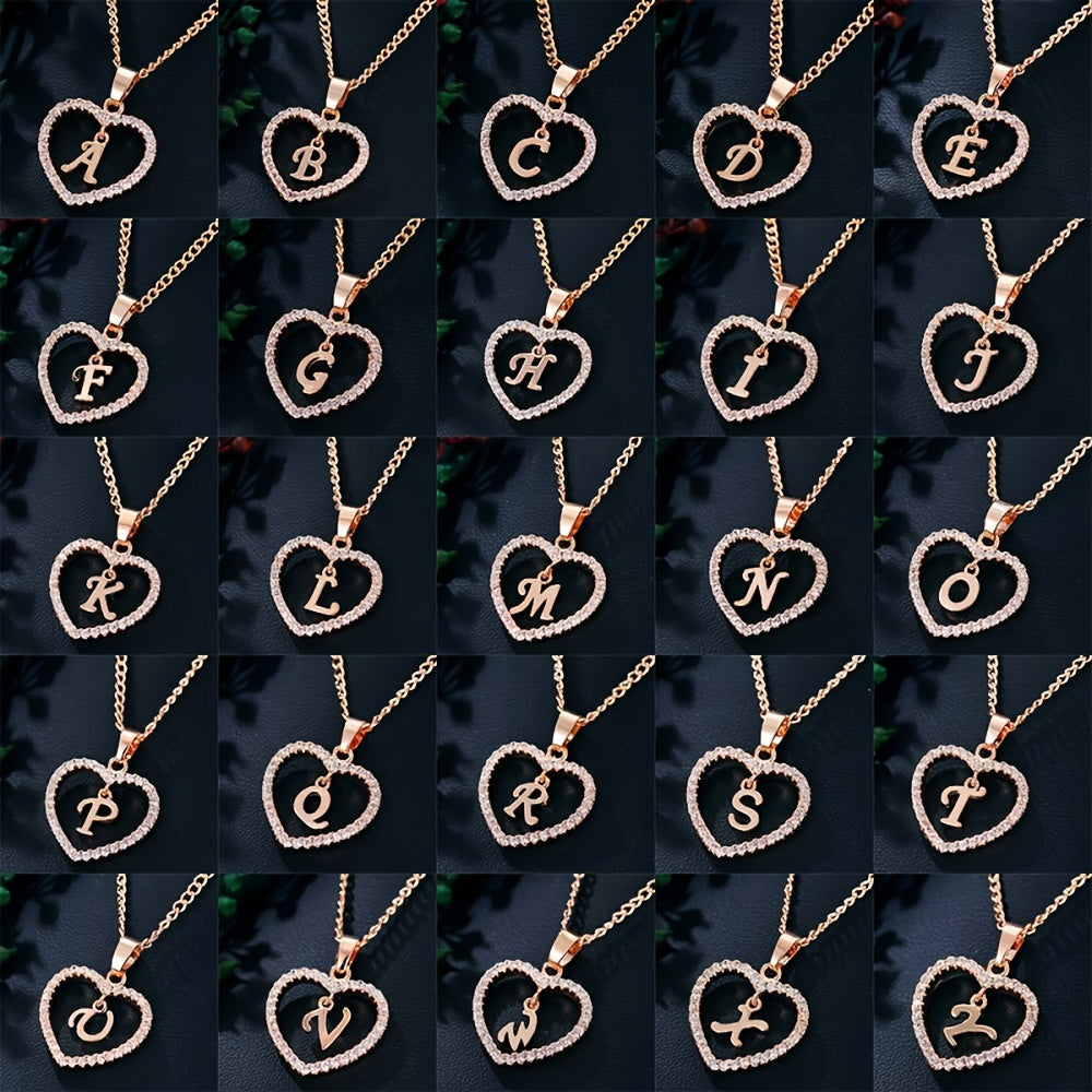 Heart Pendant Name Initial Necklace Zircon Heart Necklace Jewelry