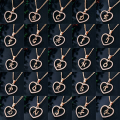 Heart Pendant Name Initial Necklace Zircon Heart Necklace Jewelry