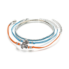 Vintage Style Anklet Set Sea Turtle Shape Pendant Adjustable Foot Jewelry