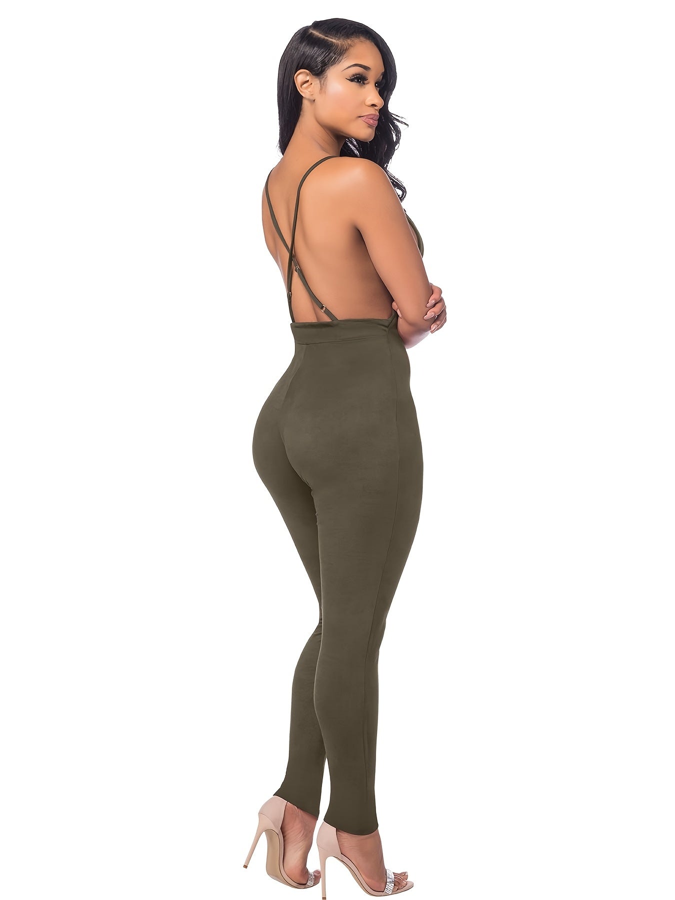 Backless V Neck Cami Jumpsuit Sexy Sleeveless Jumpsuit
