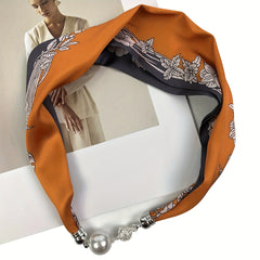 Pearl Necklace Scarf Magnetic Buckle Headband Silk Infinity