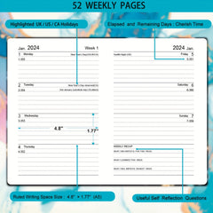 A5 Week To View Diary Jan-Dec Faux Leather Hard Cover Weekly Diary