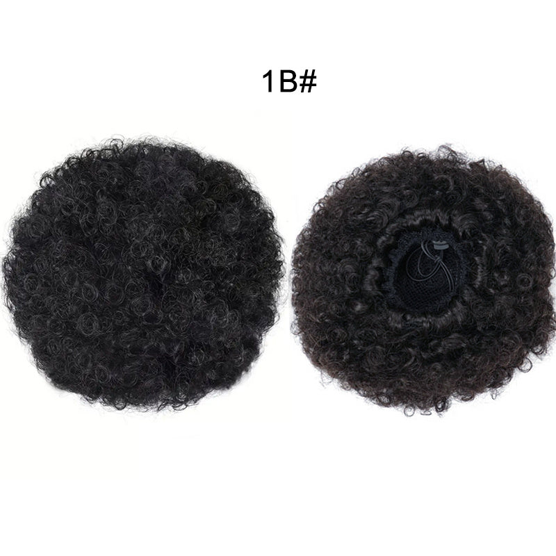 Afro Puff Drawstring Ponytail Hair Extension Short Afro Kinky Curly Hair Bun