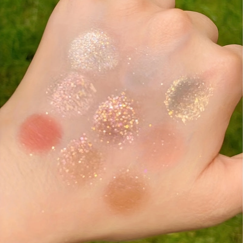 9-Color Waterproof Glitter Eye Shadow Palette with Gradient Shimmer