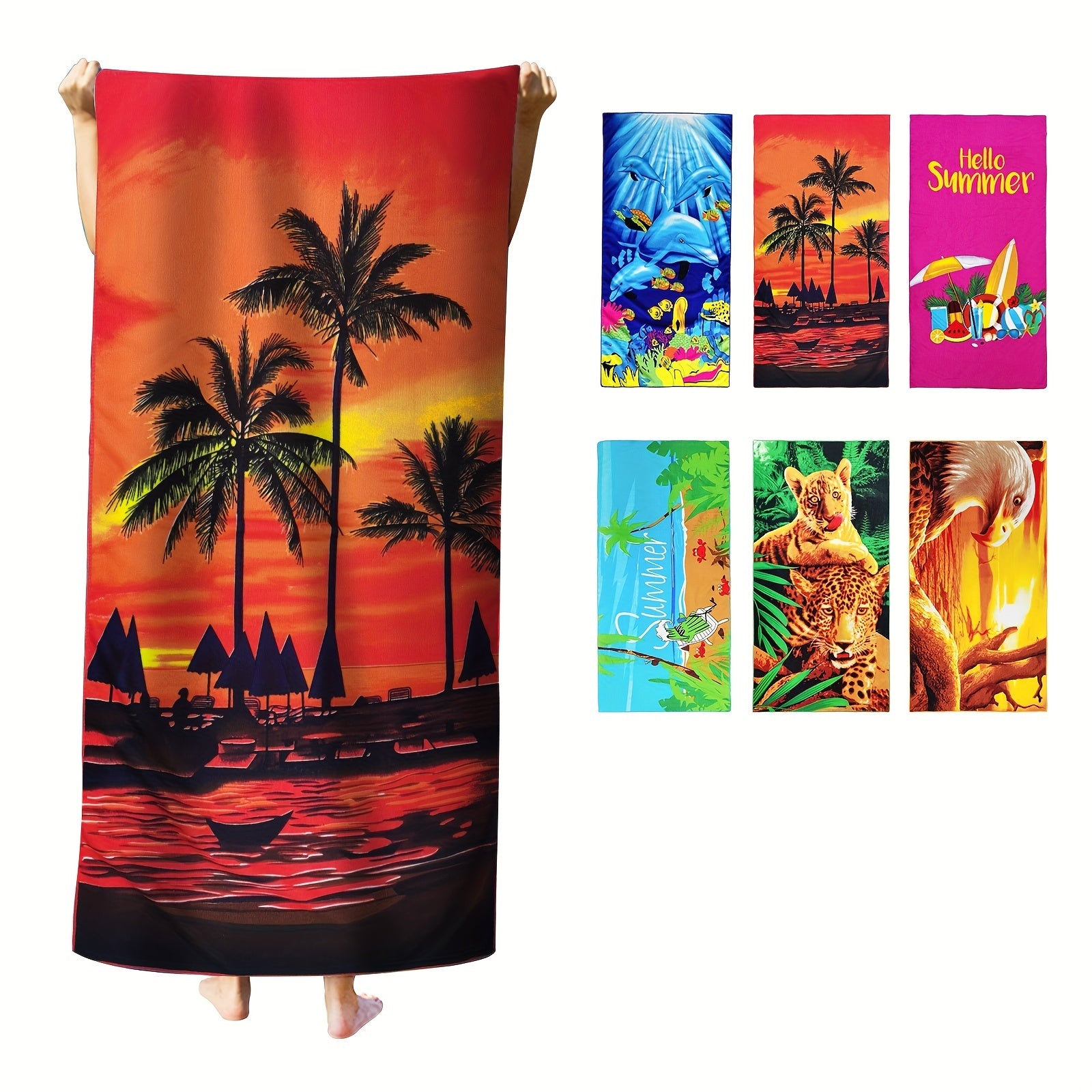 Cartoon Pattern Microfiber Beach Towel - Quick Drying