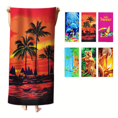 Cartoon Pattern Microfiber Beach Towel - Quick Drying
