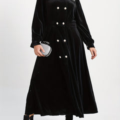  Solid Velvet Long Sleeve Maxi Dress