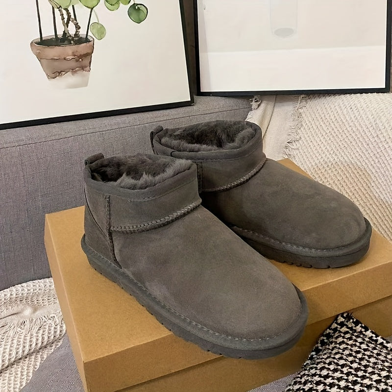 Plush Warm Snow Boots Non Slip Ankle Top Unisex Slip On Outdoor