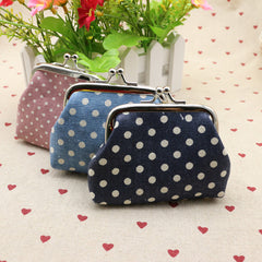 Polka Dot Kiss Lock Coin Purse Clutch Bag Convenient Earphone Coin Storage