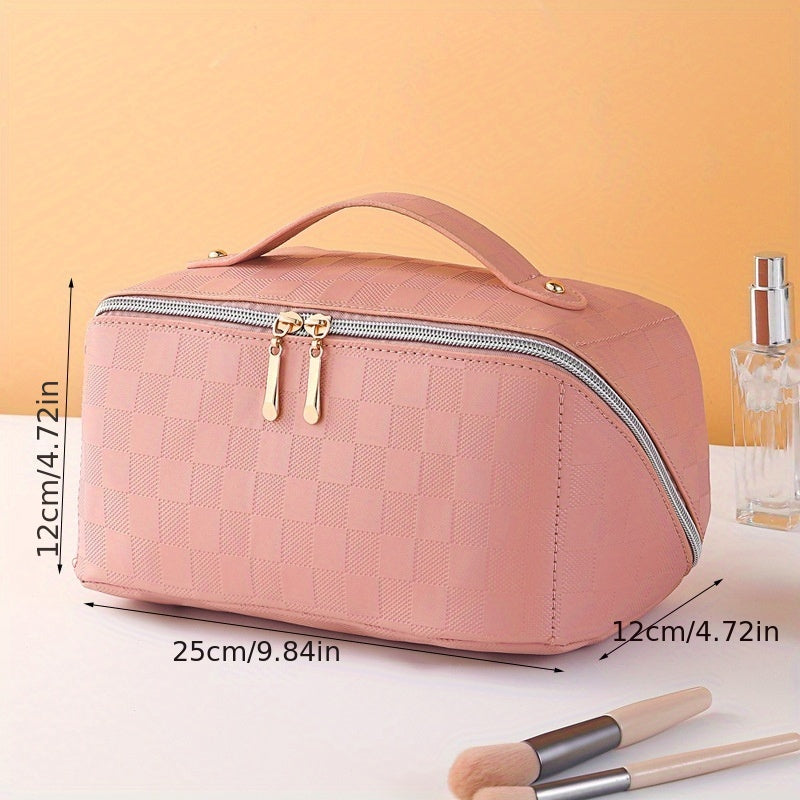 Checkerboard Pattern Makeup Bag Zipper Cosmetic Bag Travel Storage Bag