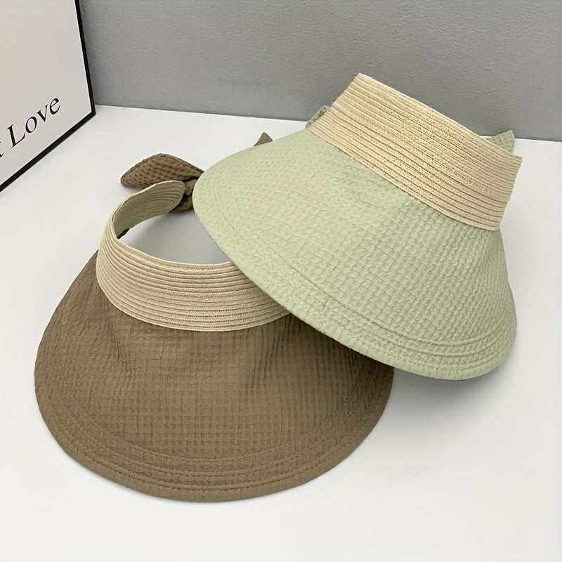 Embossed Visor Hat Wide Brim UV Protection Beach Hat