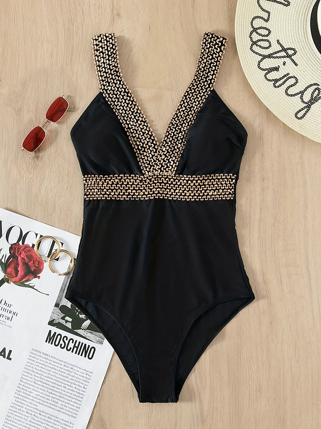  Sexy Swimsuit Women's Plus V Neck Cut Out One Piece