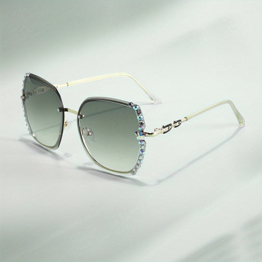 Oversized Butterfly Sunglasses with Rhinestone Decor