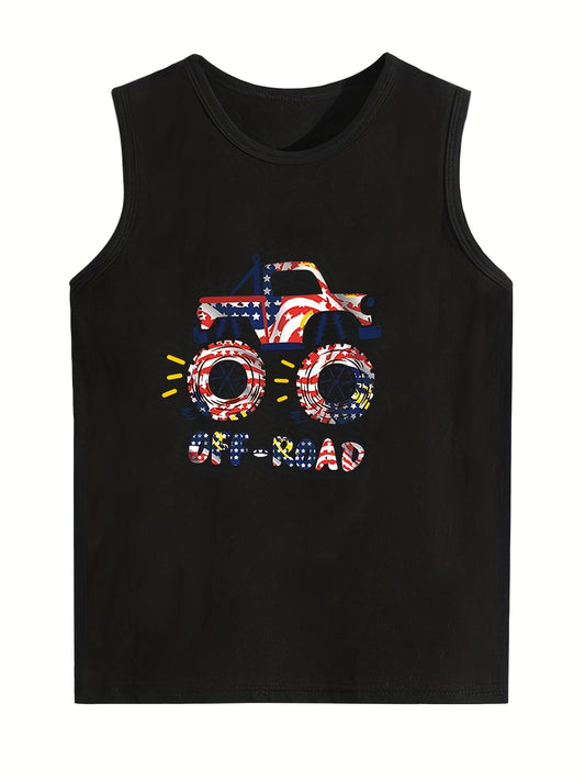 Boys Sleeveless SUV Graphic Tank Top Casual Cotton Crew Neck