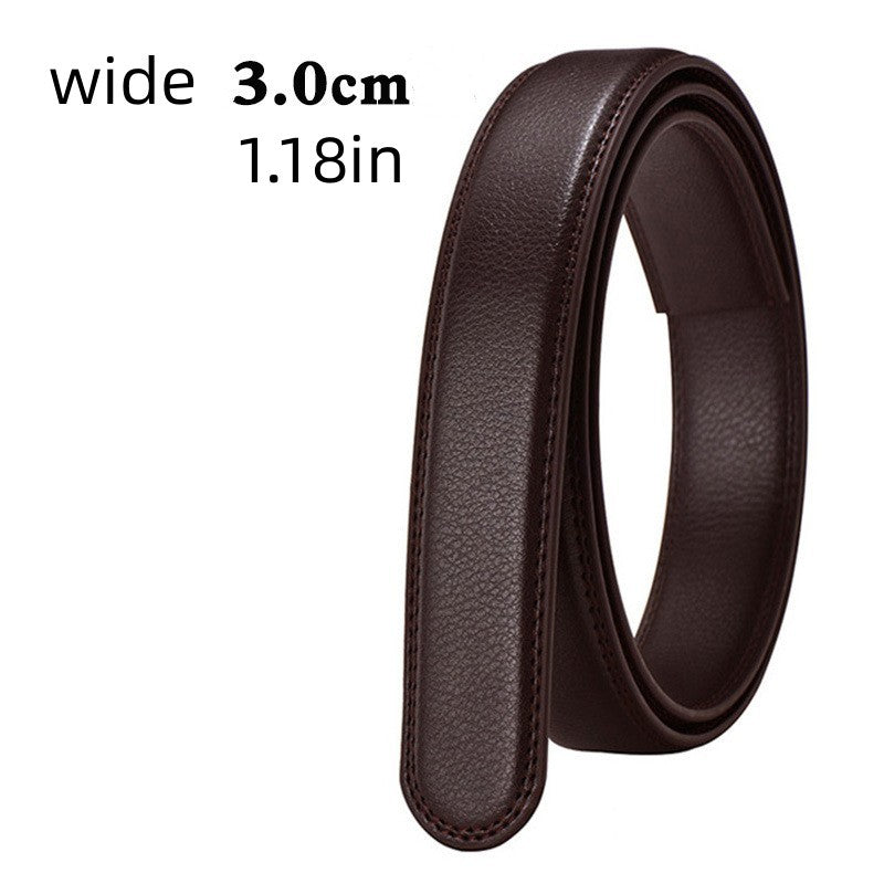 Men's Leather Belt Automatic Buckle Cowhide Strip Brown Pants Long Size