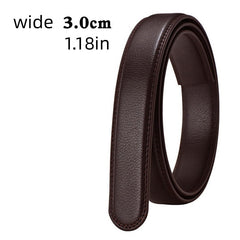 Men's Leather Belt Automatic Buckle Cowhide Strip Brown Pants Long Size