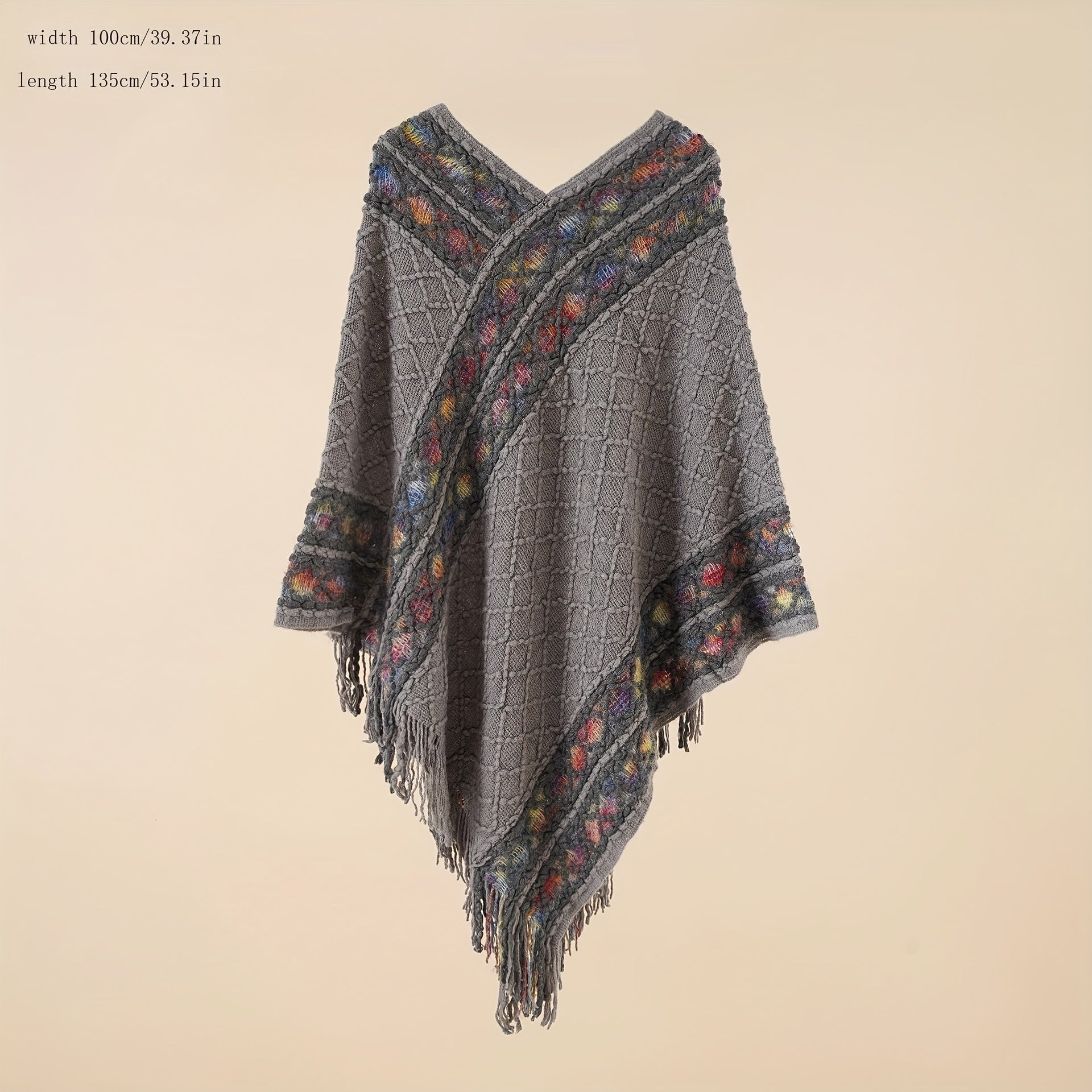 Bohemian Tassel Shawl Vintage Jacquard Warm Wrap Classic Cashmere