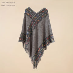 Bohemian Tassel Shawl Vintage Jacquard Warm Wrap Classic Cashmere