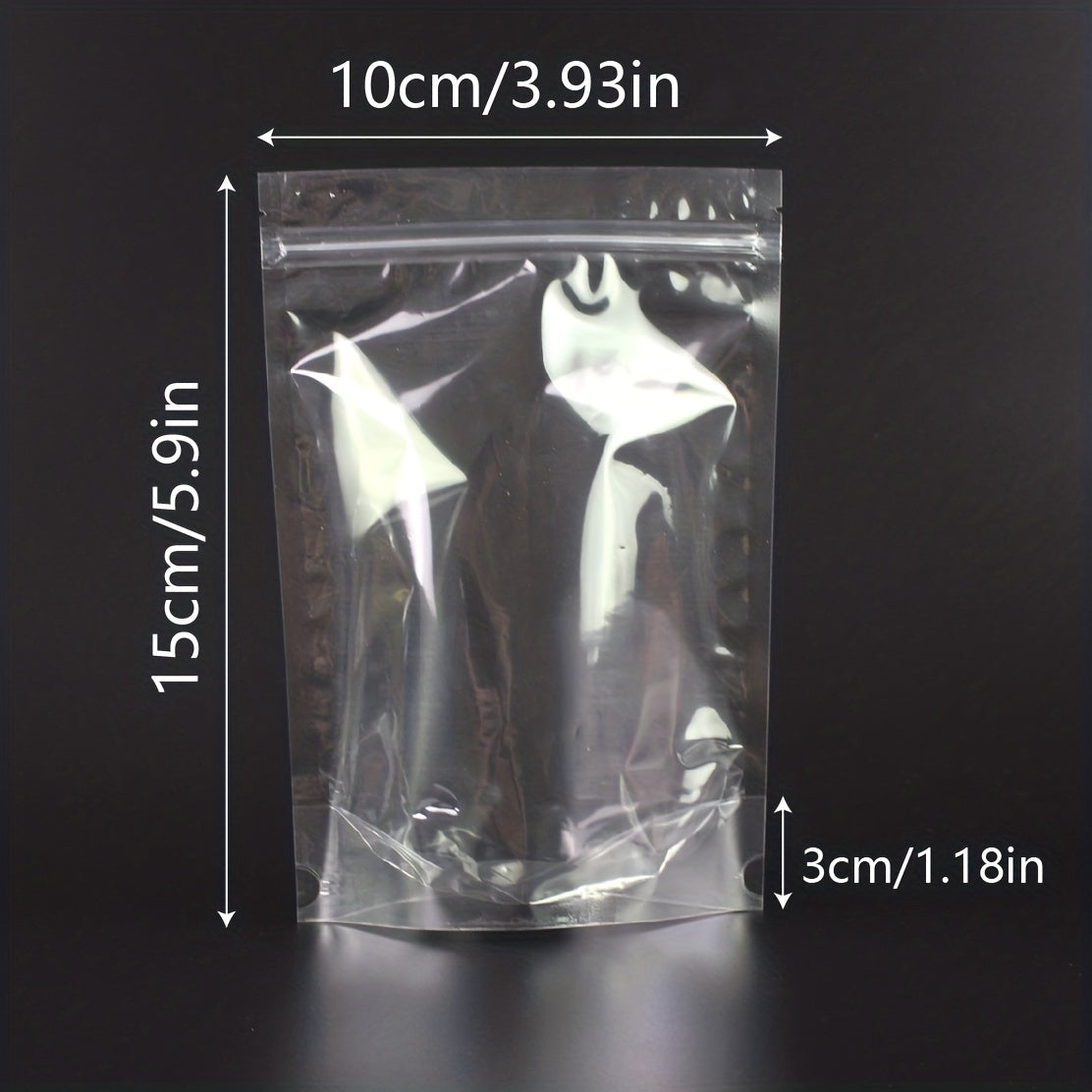 50pcs Clear Stand Up Bags With Zipper for Food Storage Dried Fruit Snack Nut Tea