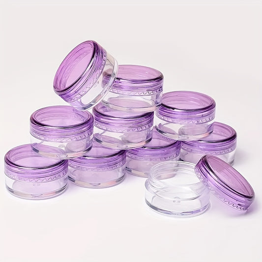 Clear Plastic Cosmetic Jars Purple Lids Travel Containers - 1