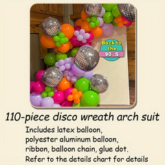 110pcs Disco Party Balloon Arch Flower Ring Set - Hip Hop Theme