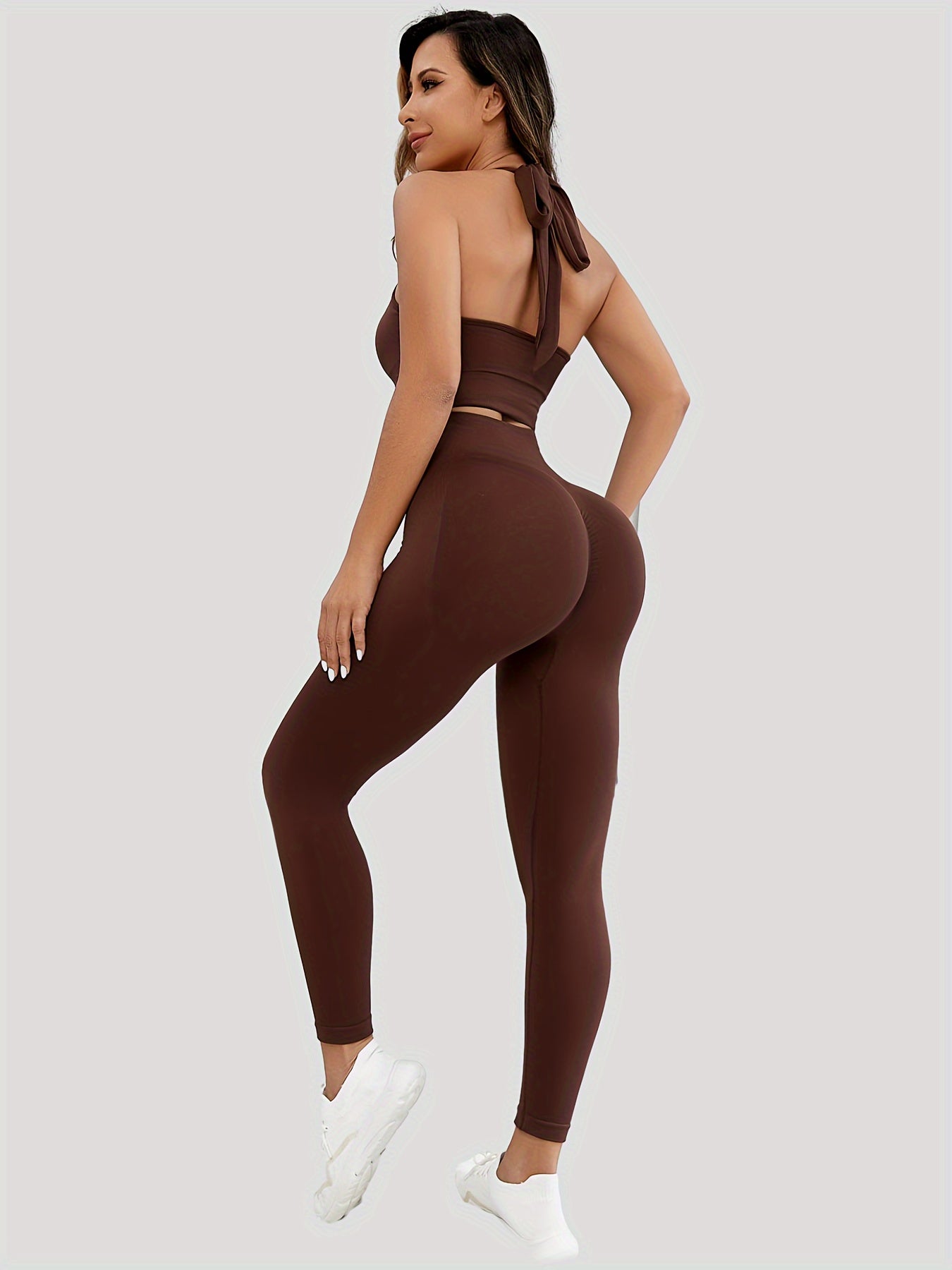 Yoga Set Lace up Sports Bra & Running Leggings Suit