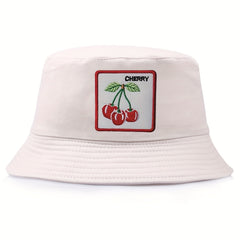 Reversible Cherry Embroidery Bucket Hat
