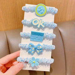 10pcs Flower Bear Bow Hair Ties Set for Girls