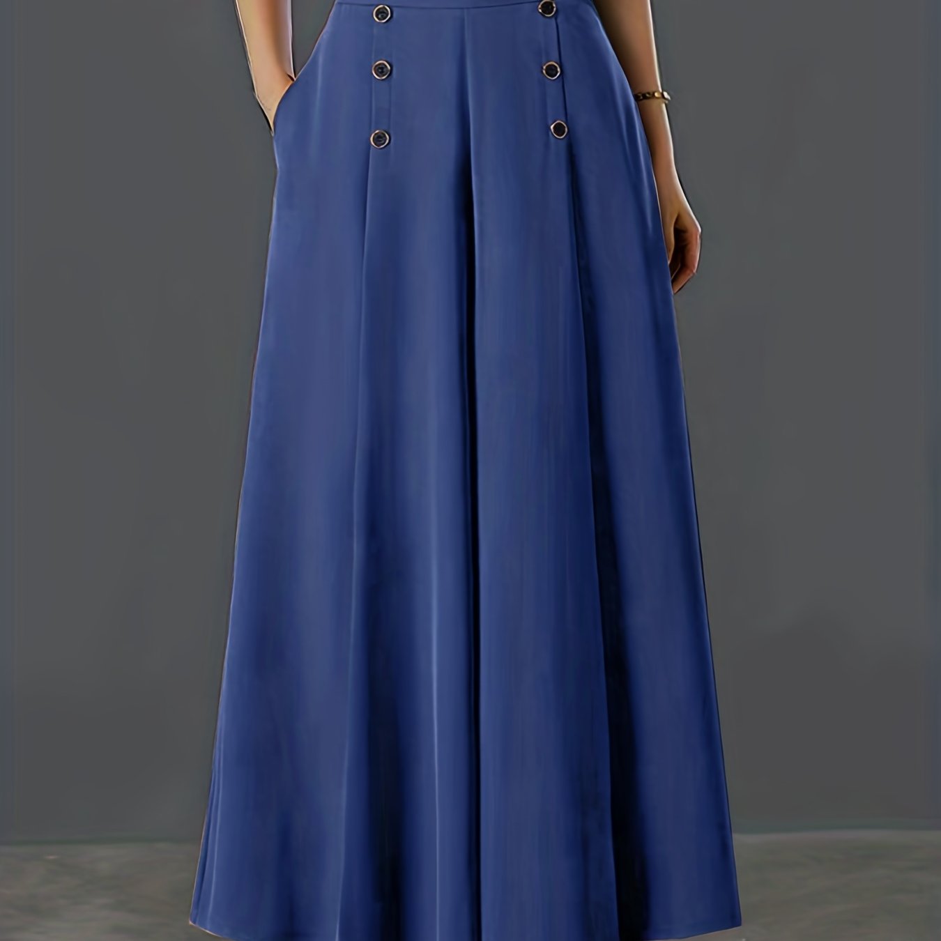Solid Palazzo Pants Wide Leg With Pockets Women's Clothing