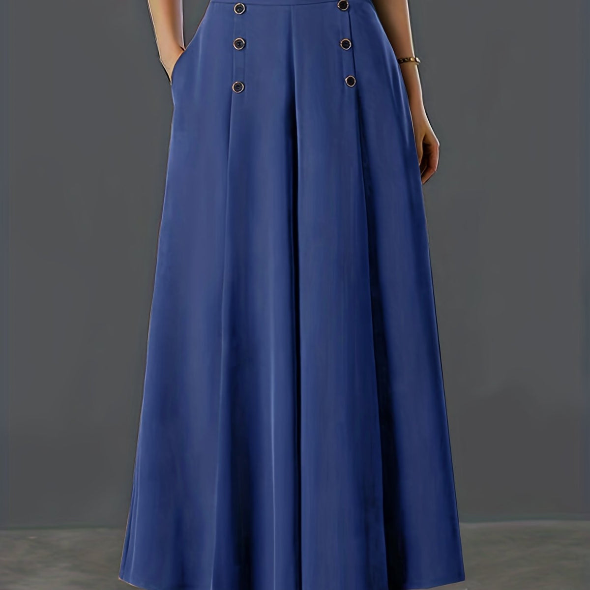 Solid Palazzo Pants Wide Leg With Pockets Women's Clothing